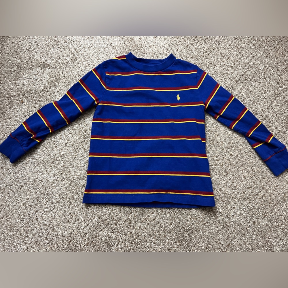 Ralph Lauren polo boys navy blue maroon gold long sleeve shirt 4T B1G1 50% off